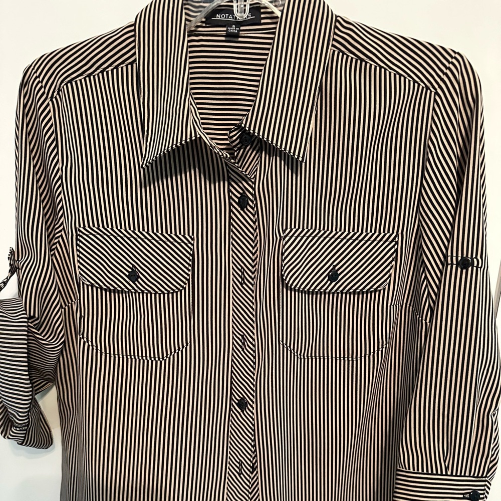 Button up pin stripe blouse by Notations